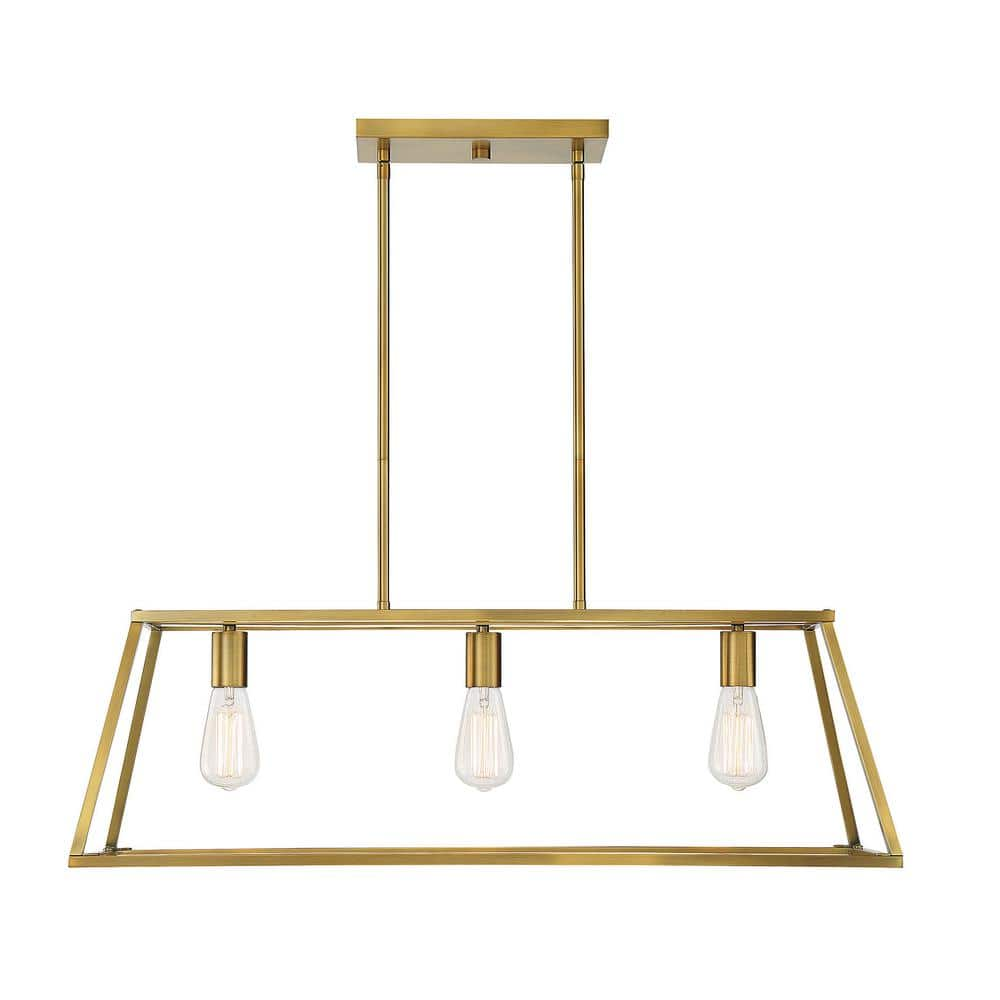 Savoy House 32.75 in. W x 10.5 in. H 3-Light Warm Brass Linear