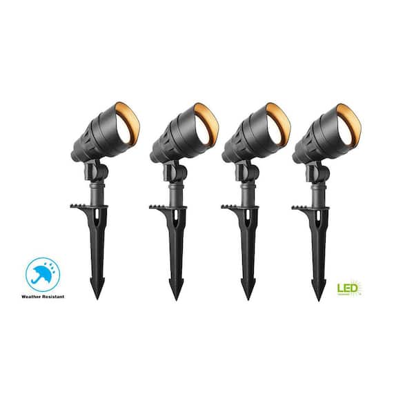 200 Lumen Millennium Black Adjustable Light Color Integrated LED Outdoor Landscape Flood Light (4-Pack)