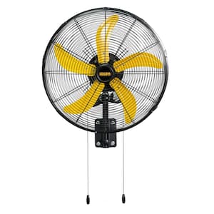 HICFM 20 in. 3 Speeds High Velocity Oscillating Wall Mounted Fan in Yellow with 1/3 HP Powerful Motor, 4800 CFM