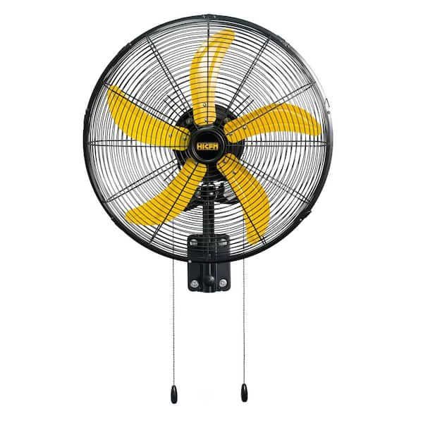 HICFM 20 in. 3 Speeds High Velocity Oscillating Wall Mounted Fan in Yellow with 1/3 HP Powerful Motor, 4800 CFM