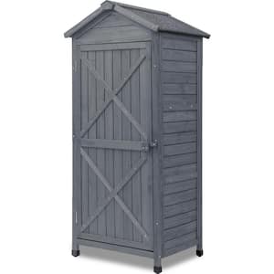 2.1 ft. W x 1.5 ft. D Wood Shed with Workstation (37.8 sq. ft.), Gray