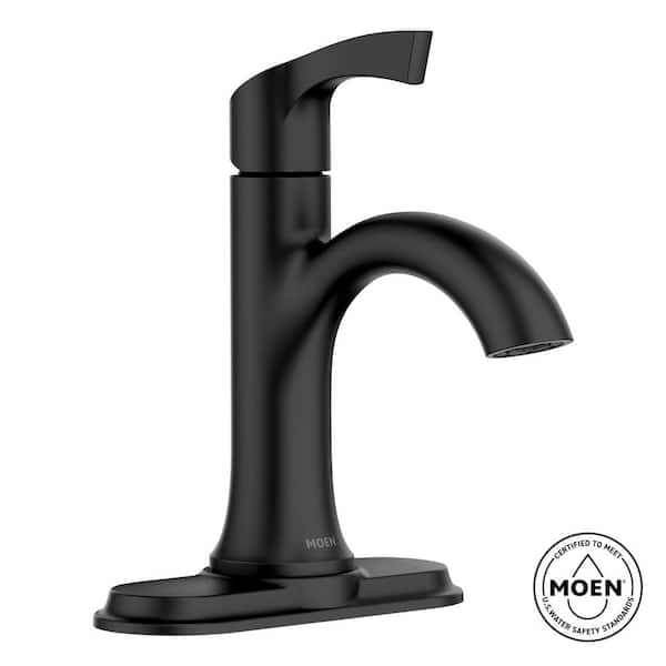 Korek Single Hole Single-Handle Bathroom Faucet with Drain Kit Included in Matte Black