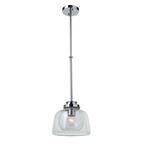 Single 1-Light Chrome Pendant with Seeded Glass Shade