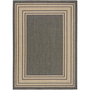 Horizon Charcoal 5 ft. x 7 ft. Indoor/Outdoor Bordered Contemporary Area Rug