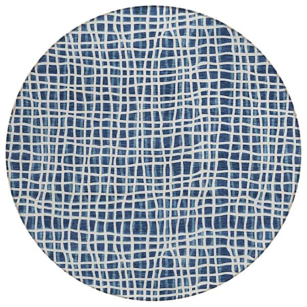 Addison Rugs Chantille Machine Washable Indoor/Outdoor Abstract ACN729 Navy 8 ft. x 8 ft. Area Rug