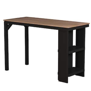 Knolle Park 3 Piece Rectangular Wood Top Black with Oak Wire Brush Top Counter Height Dining Set