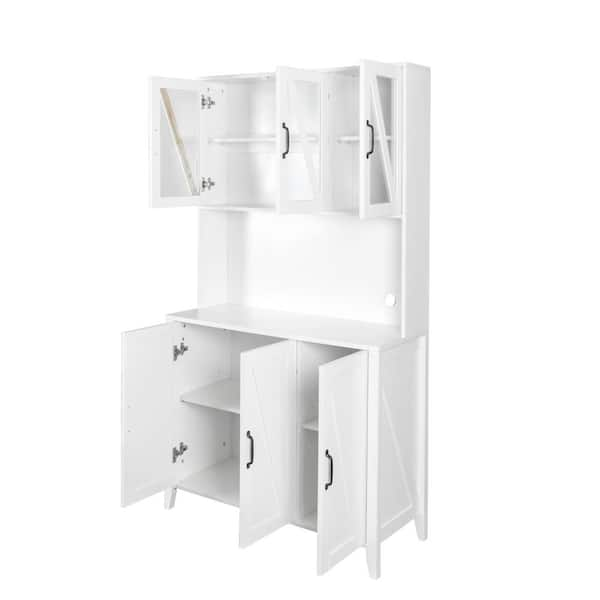 Unbranded 39.37 in. W x 15.75 in. D x 70.87 in. H Bathroom White Linen Cabinet