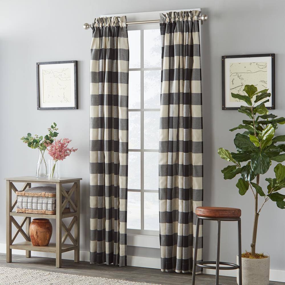 Black and White Buffalo Check Light Filtering Cotton Curtain Panel
