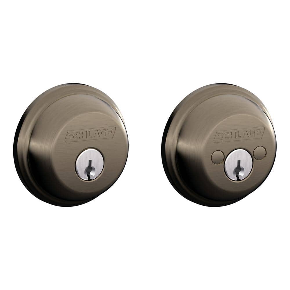 Schlage B62 Series Antique Pewter Double Cylinder Deadbolt Certified  Highest for Security and Durability B62N 620 The Home Depot