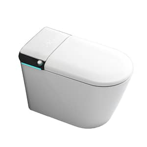 1.28 GPF Auto Open Close Lid Elongated Smart Bidet Toilet in Gloss White with Heated Seat Warm Washing Air Dryer