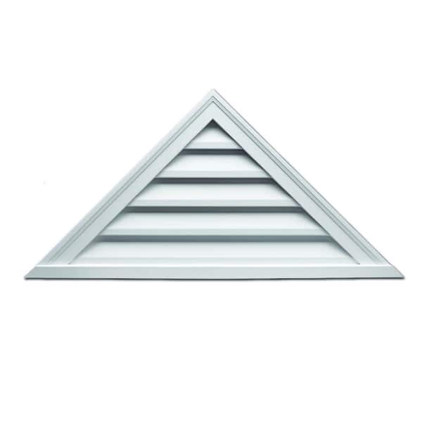 Fypon 48 in. x 18 in. Decorative Triangle White Polyurethane Weather Resistant Gable Louver Vent