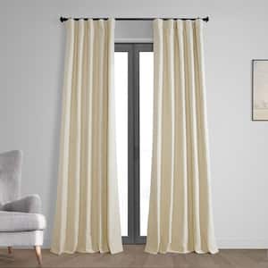 Natural Light Beige Thermal Cross Linen Weave Rod Pocket Blackout Curtain - 50 in. W x 108 in. L
