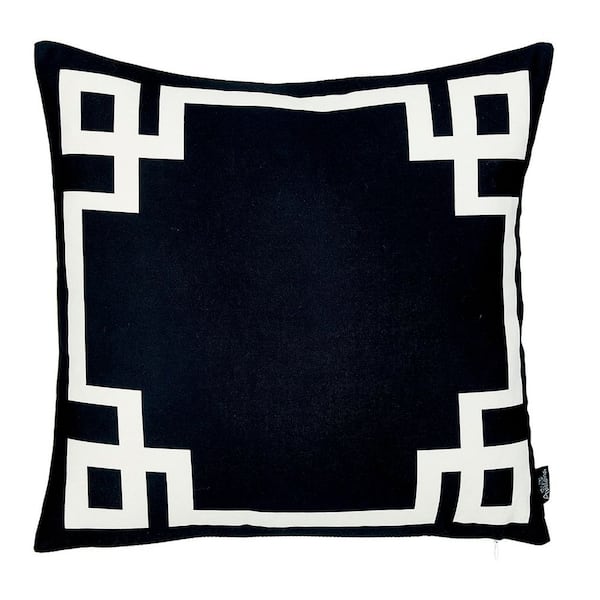 Decorative Geometric Single Throw Pillow Cover 20 in. x 20 in. Black and White Lumbar for Couch, Bedding