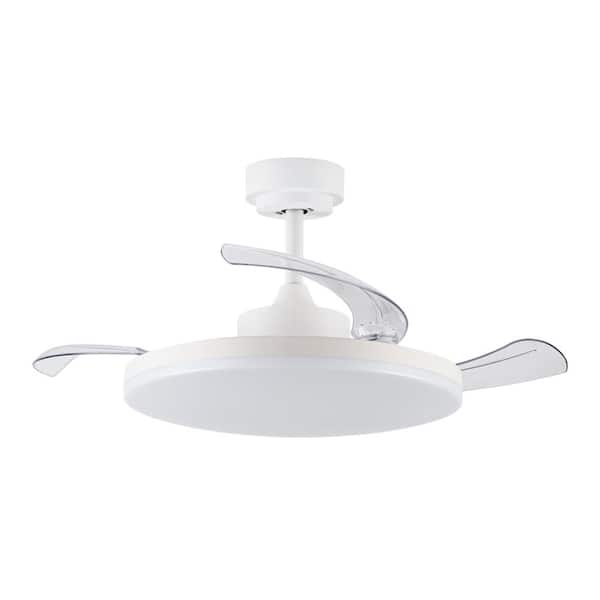 Stroll 42 in. Indoor White Retractable Ceiling Fan with Remote Included