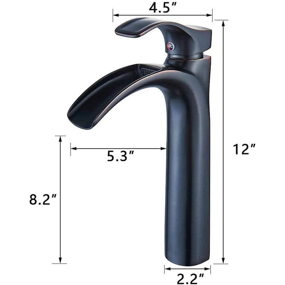 Tall Oil Rubbed Bronze Waterfall Vessel Sink Faucet