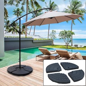 145 lbs. Capacity Weighted Cantilever and Offset Patio Umbrella Base in Black (4-Piece)