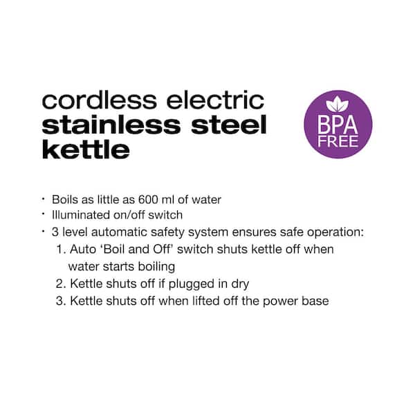 KALORIK 7-Cup Cordless Glass Electric Kettle JK 45907 SS - The Home Depot