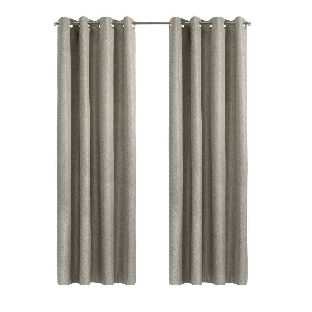 Taupe Grey Blackout Grommet Top Polyester Curtain Panel 52 x 108