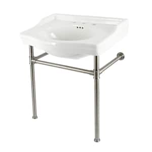 Fauceture 30 in. Ceramic Console Sink Set in Brushed Nickel