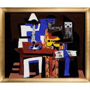 Three Musicians by Pablo Picasso Gold Luminoso Framed People Oil Painting Art Print 23 in. x 27 in.