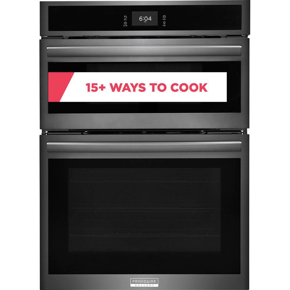 FRIGIDAIRE GALLERY 30 in. Electric Built-In Wall Oven and Microwave Combination with Total Convection in Smudge-Proof Black Stainless Steel
