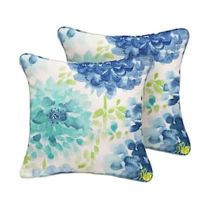 Sorra Home 18 in. x 18 in. x 6 in. Gardenia Seaglass Square Outdoor/Indoor Corded Throw Pillow (Set of 2)