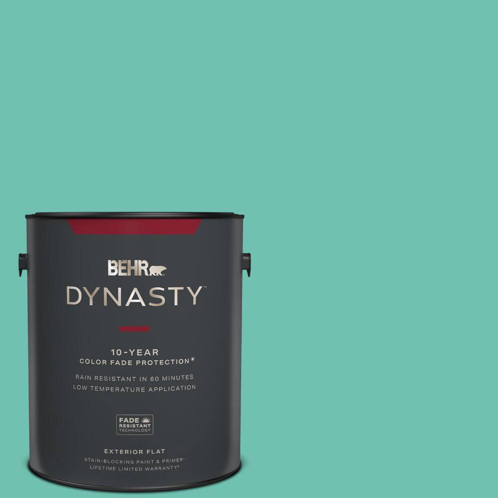 BEHR DYNASTY 1 gal. P4404 March Aquamarine Flat Exterior StainBlocking Paint & Primer 465401