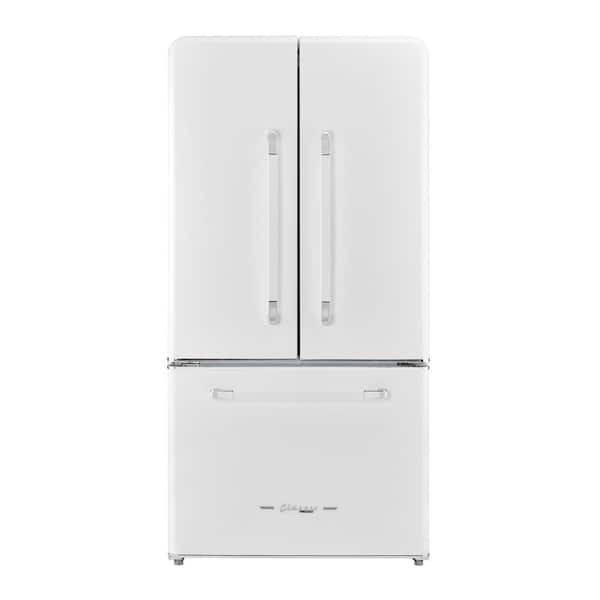 Classic Retro 36 in 21.4 cu. ft. 3-door French Door Refrigerator with Ice Maker in Marshmallow White, Counter Depth