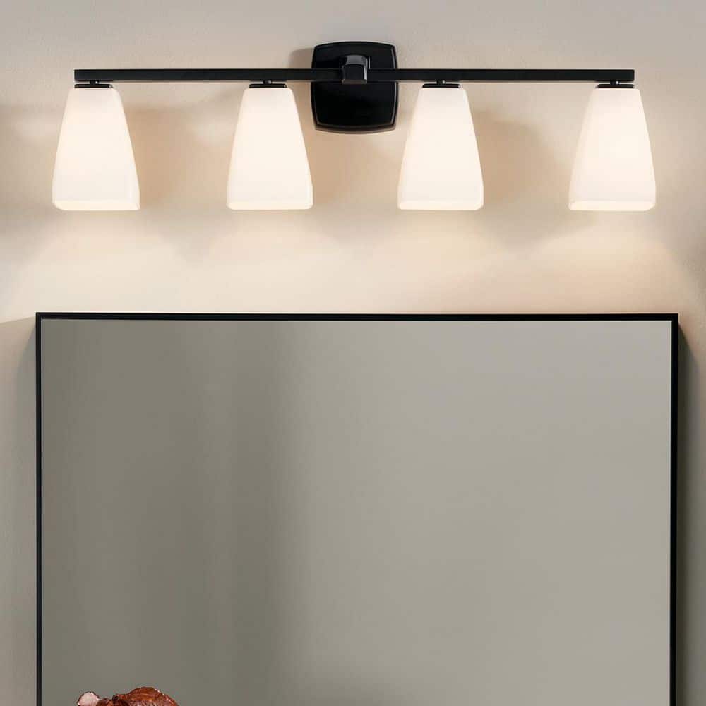 Marant 33.25 in. 4-Light Vanity Light with Opal Glass in Black price history on PriceWatchPro
