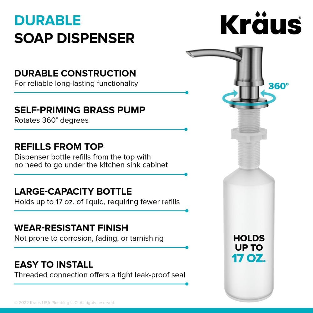 Stainless Steel Easy-Push Kitchen Soap and Lotion Dispenser