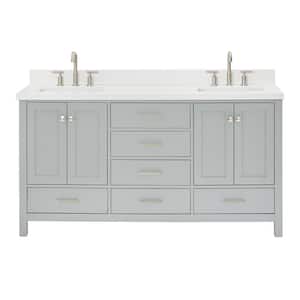 Cambridge 67 in. W x 22 in. D x 36 in. H Double Bath Vanity in Grey with Pure White Quartz Top with White Basins