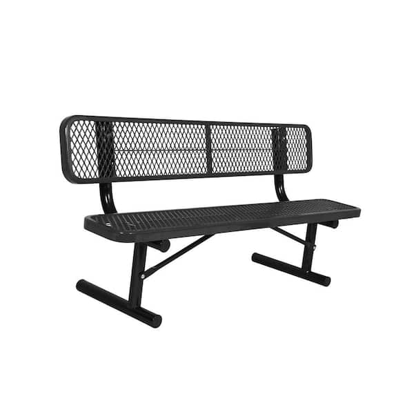 Unbranded Portable 6 ft. Black Diamond Commercial Park Bench with Back
