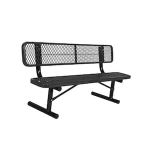 Portable 8 ft. Black Diamond Commercial Park Bench with Back