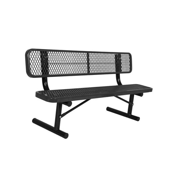 Unbranded Portable 8 ft. Black Diamond Commercial Park Bench with Back