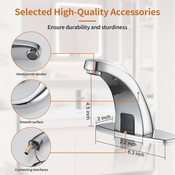 Mekoly Touchless Bathroom Sink Faucet – Automatic Sensor, Chrome, With Temperature Mixer