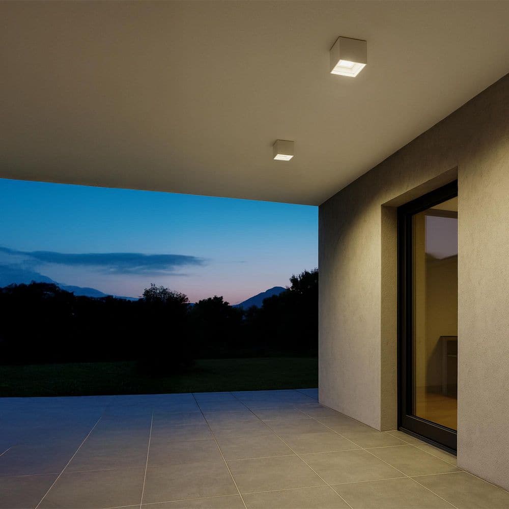 Downtown Square Black Outdoor Flush Mount Wall and Ceiling Light 1-Light 3.5 in. Integrated LED with Selectable 3CCT price history on PriceWatchPro