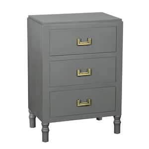 Samantha Carbon Gray 3 Drawer 17.75 in. W Nightstand