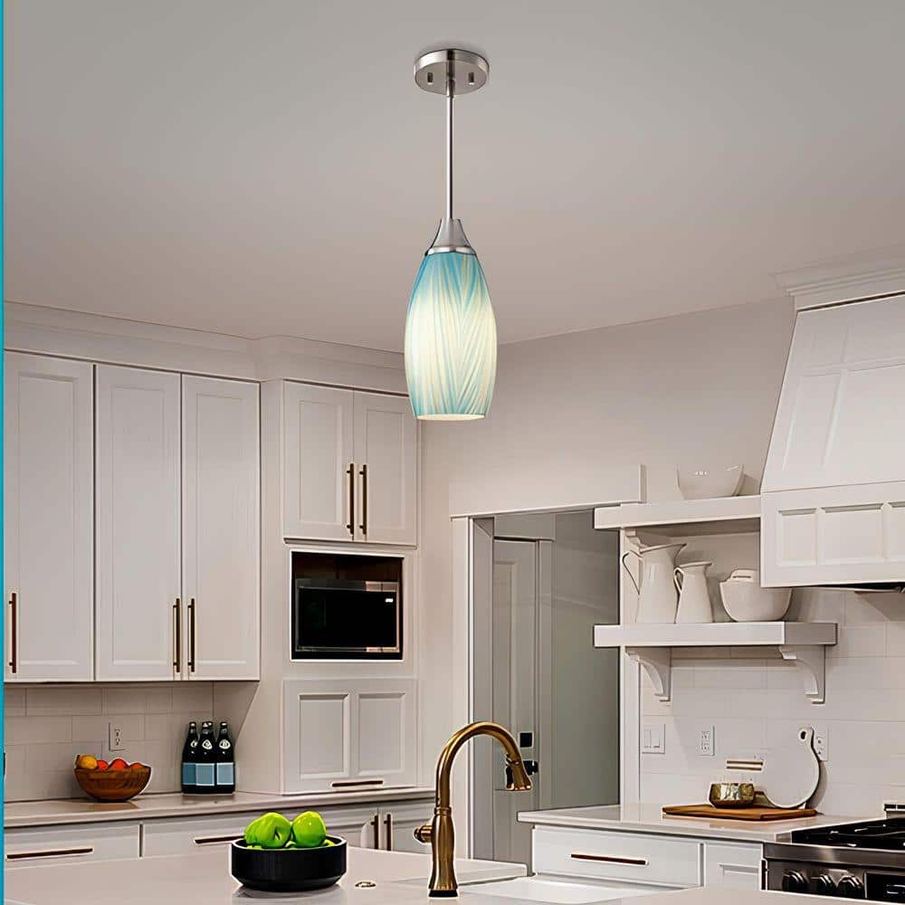 EDISHINE 60 Watt 1 Light Lake Blue Adjustable Rods Medium Pendant