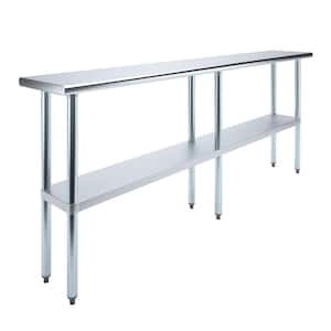 14 in. x 84 in. Stainless Steel Kitchen Utility Table with Adjustable Bottom Shelf