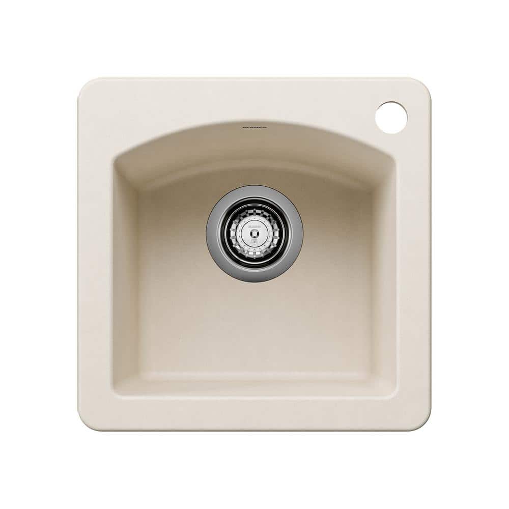 DIAMOND SILGRANIT White Granite Composite 15 in. 1-Hole Drop-In/Undermount 