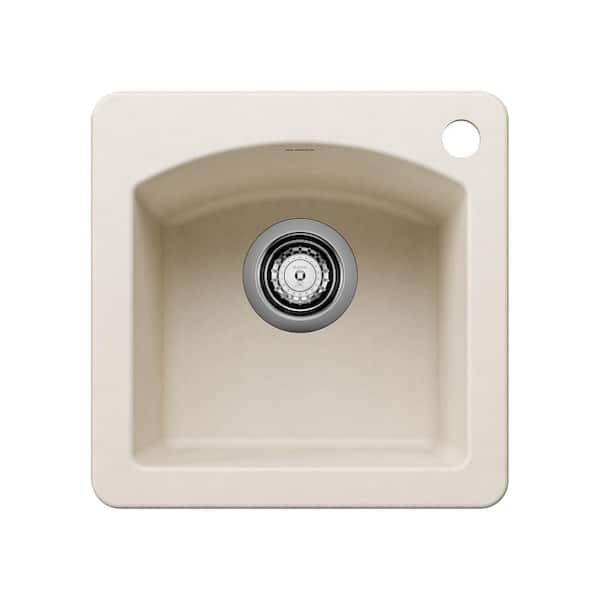 DIAMOND SILGRANIT White Granite Composite 15 in. 1-Hole Drop-In/Undermount Bar Sink in Soft White