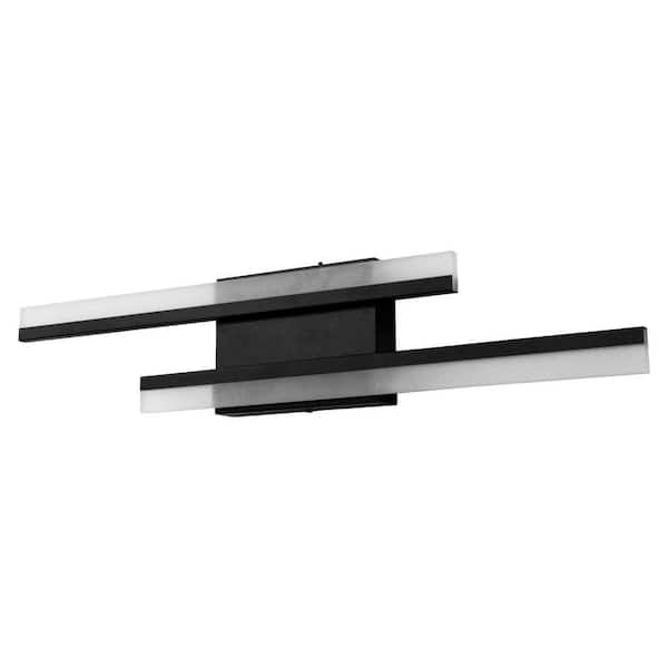 2-Light Matte Black Dimmable Wall Sconce with Acrylic Shade-Linear