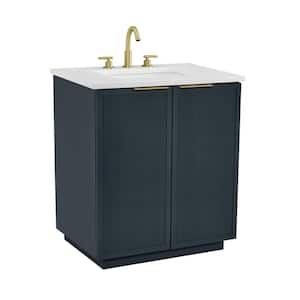 Addison 30 in. W Bath Vanity in Vintage Blue with Engineered Stone Top in Ariston White with White Sink