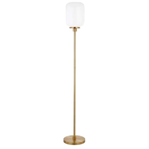 Meyer&Cross Agnolo 68-3/4 in. Brass Floor Lamp with White Milk Glass Shade  FL0506
