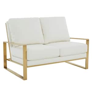 Jefferson 53.1 in. White Faux Leather 2-Seater Loveseat