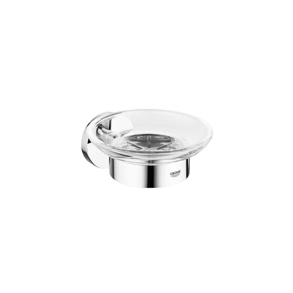 Essentials Clear Glass Wall-Mounted Soap Dish with Chrome Holder