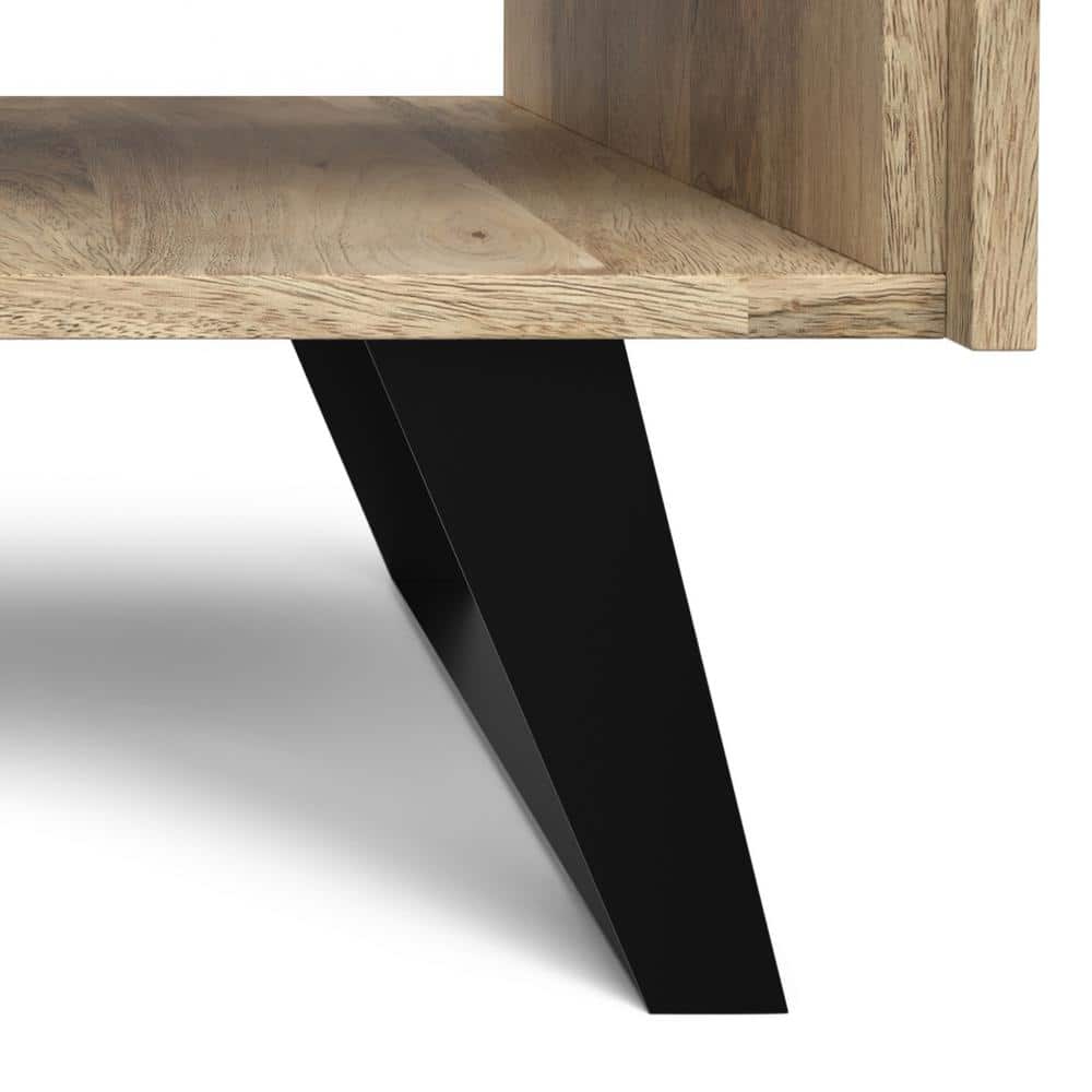Natural Mango Wood and Metal End Table with Storage