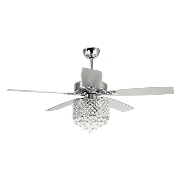 Parrot Uncle Deido 52 In Indoor Chrome, Ceiling Fan With Chandelier Home Depot