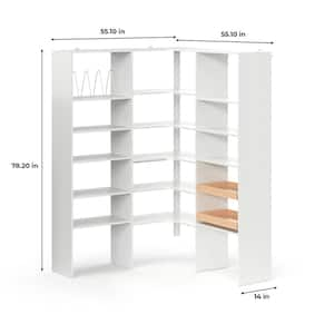 55 in. W White Wood Pantry Corner System