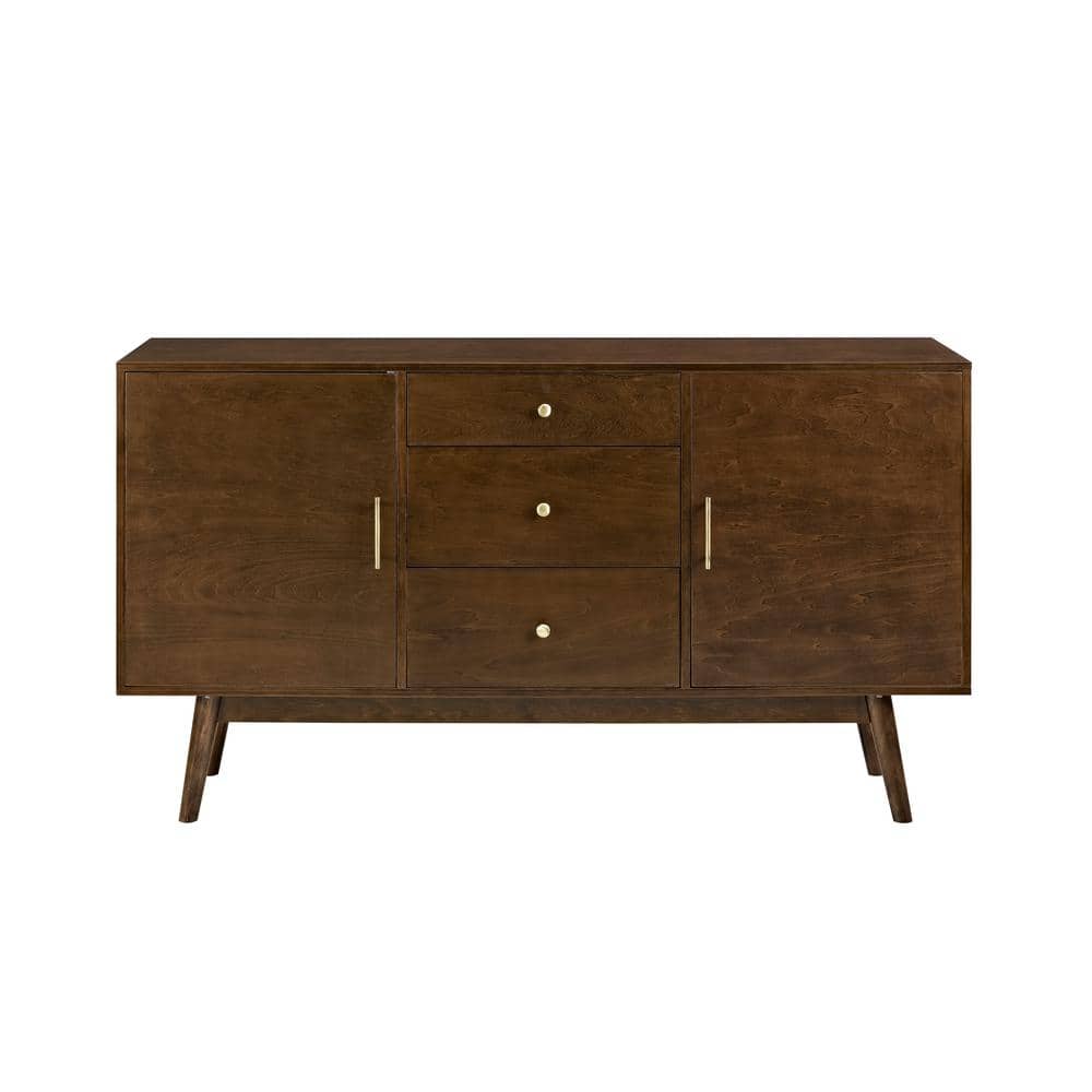 Walnut Mid-Century Modern 60" TV Console with Cabinet